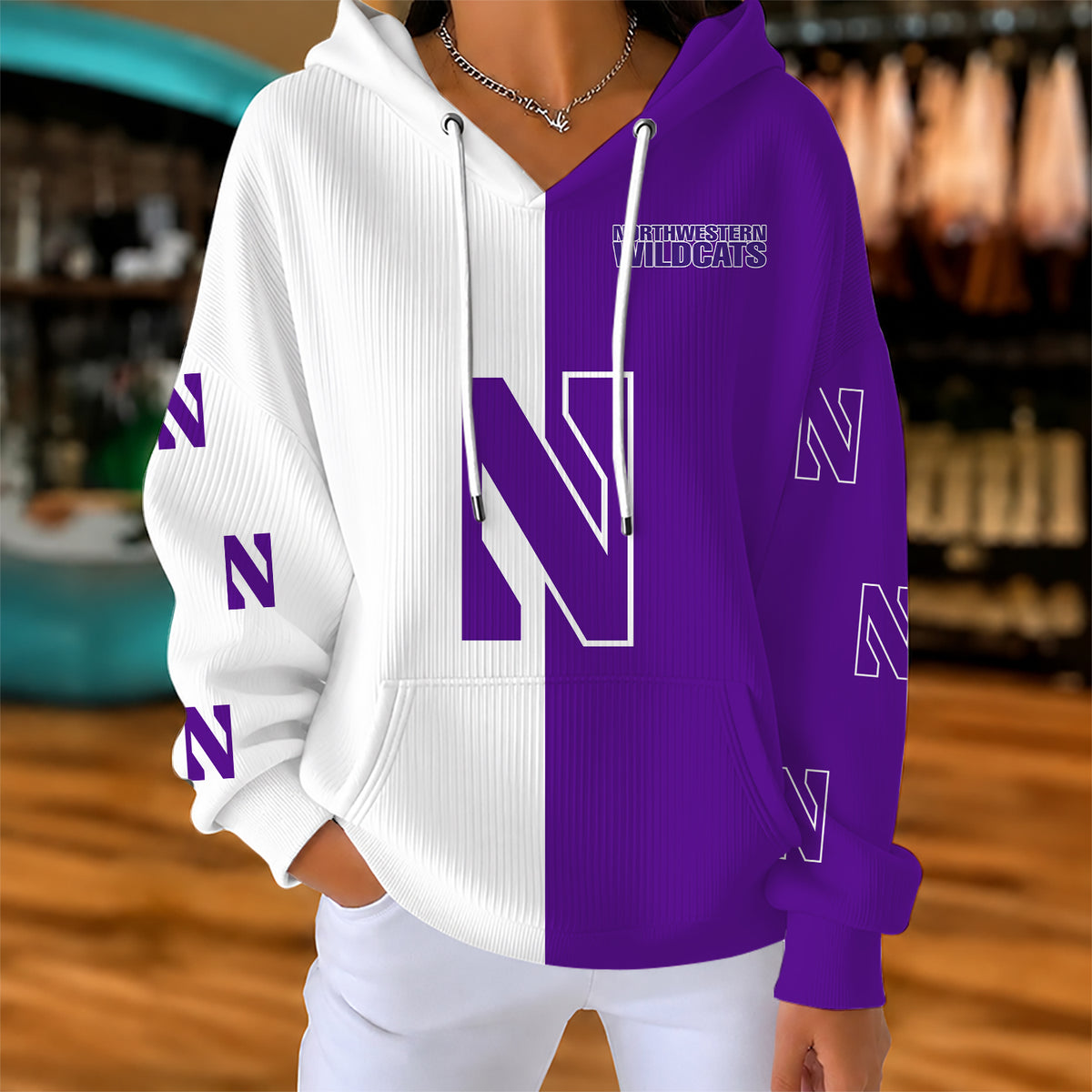 [FAN FAVORITE] NEW CUSTOMIZED NCAA CFH06 NOW NORTHWESTERN WILDCATS RIBBED HOODIE & SWEATSHIRT