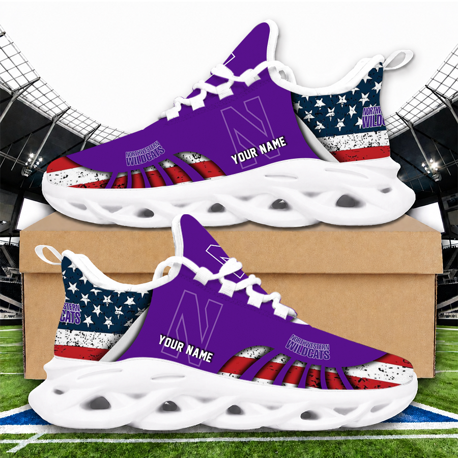 [FAN FAVORITE] NEW CUSTOMIZED NCAA CFH06 NOW NORTHWESTERN WILDCATS UNISEX CLUNKY SNEAKERS
