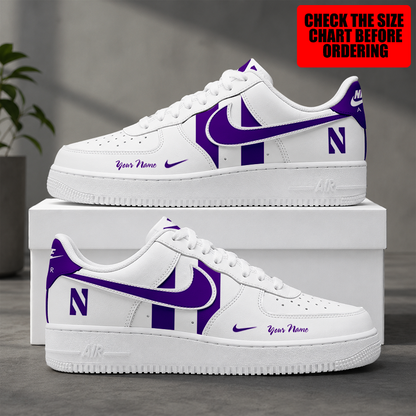 [FAN FAVORITE] NEW CUSTOMIZED NCAA CFH06 NOW NORTHWESTERN WILDCATS AF1 SHOES