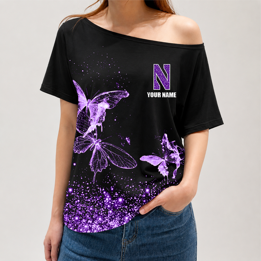 [FAN FAVORITE] NEW CUSTOMIZED NCAA CFH06 NOW NORTHWESTERN WILDCATS OFF-SHOULDER SHIRT