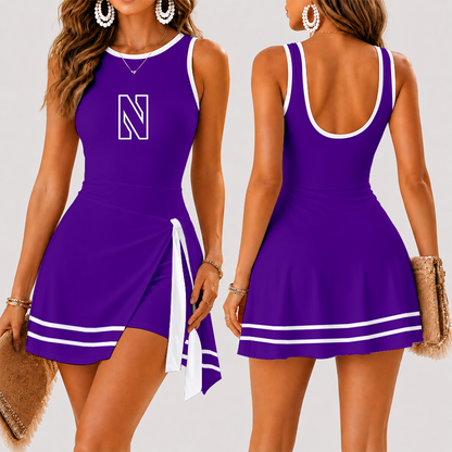 [FAN FAVORITE] NEW CUSTOMIZED NCAA CFH06 NOW NORTHWESTERN WILDCATS WOMEN'S SUMMER SKORT DRESS