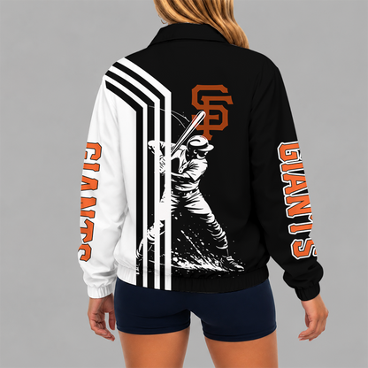 [FLASH SALE] NEW CUSTOMIZED MLB06 SFG SAN FRANCISCO GIANTS V-NECK ZIPPER SWEATSHIRT JACKET
