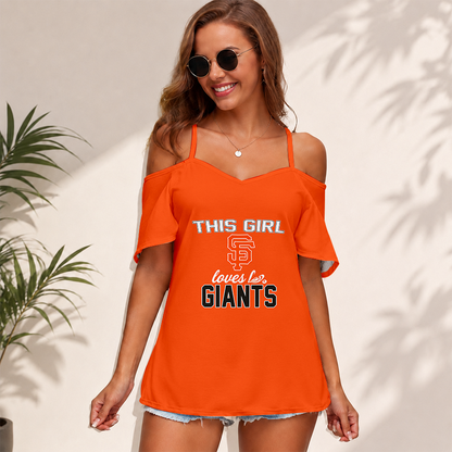 [FLASH SALE] NEW CUSTOMIZED MLB06 SFG SAN FRANCISCO GIANTS WOMEN'S STRAPPY OFF-SHOULDER TOP