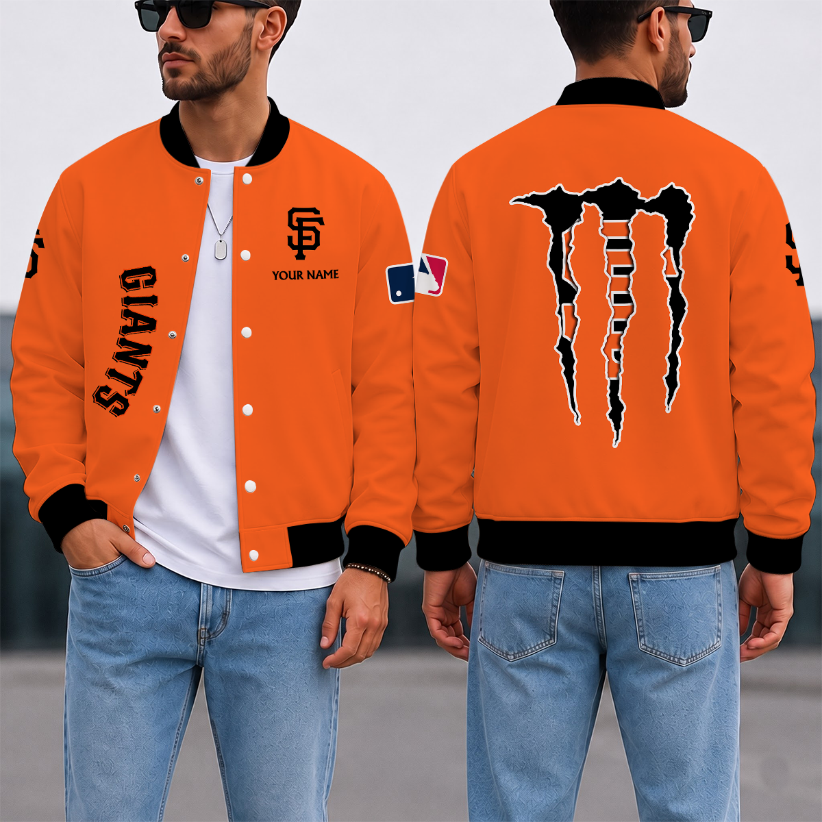 SPECIAL EDITION - NEW CUSTOMIZED MLB06 SFG SAN FRANCISCO GIANTS SATIN VARSITY & BASEBALL JACKET