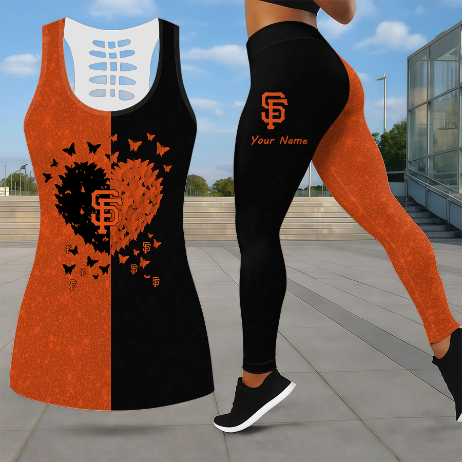 LIMITED EDITION - NEW CUSTOMIZED MLB06 SFG SAN FRANCISCO GIANTS LEGGINGS & HOLLOW TANK TOP SET