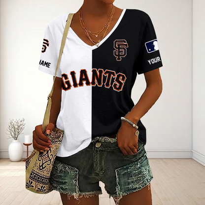 SPECIAL EDITION - NEW CUSTOMIZED MLB06 SFG SAN FRANCISCO GIANTS V-NECK FEMALE SHIRT