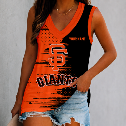 LIMITED EDITION - NEW CUSTOMIZED MLB06 SFG SAN FRANCISCO GIANTS WOMEN'S V-NECK TANK TOP
