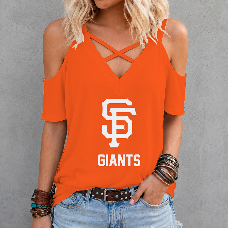 LIMITED EDITION - NEW CUSTOMIZED MLB06 SFG SAN FRANCISCO GIANTS CRISS CROSS V-NECK TOP