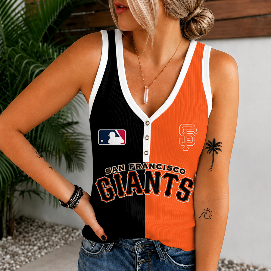[FLASH SALE] NEW CUSTOMIZED MLB06 SFG SAN FRANCISCO GIANTS WOMEN'S V-NECK TANK TOP