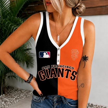 [FLASH SALE] NEW CUSTOMIZED MLB06 SFG SAN FRANCISCO GIANTS WOMEN'S V-NECK TANK TOP