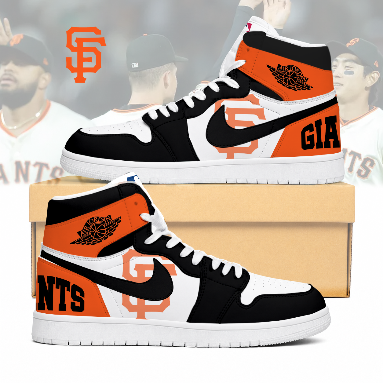 LIMITED EDITION - NEW CUSTOMIZED MLB06 SFG SAN FRANCISCO GIANTS AIR JORDAN SNEAKERS