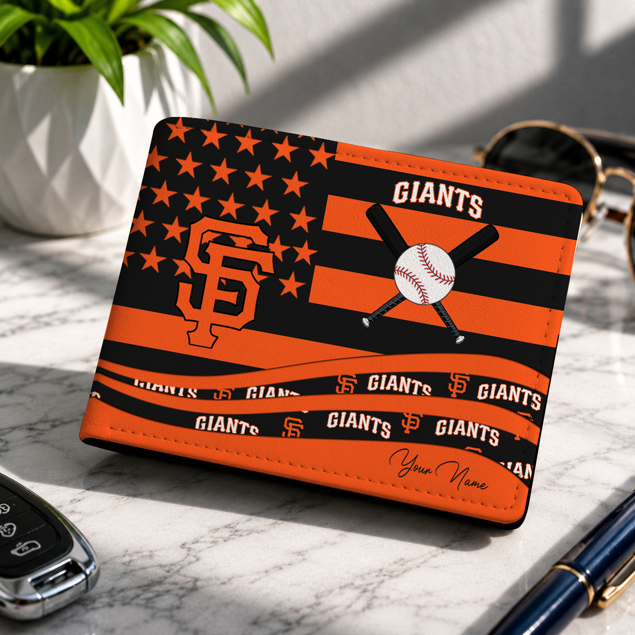 LIMITED EDITION - NEW CUSTOMIZED MLB06 SFG SAN FRANCISCO GIANTS LEATHER WALLET