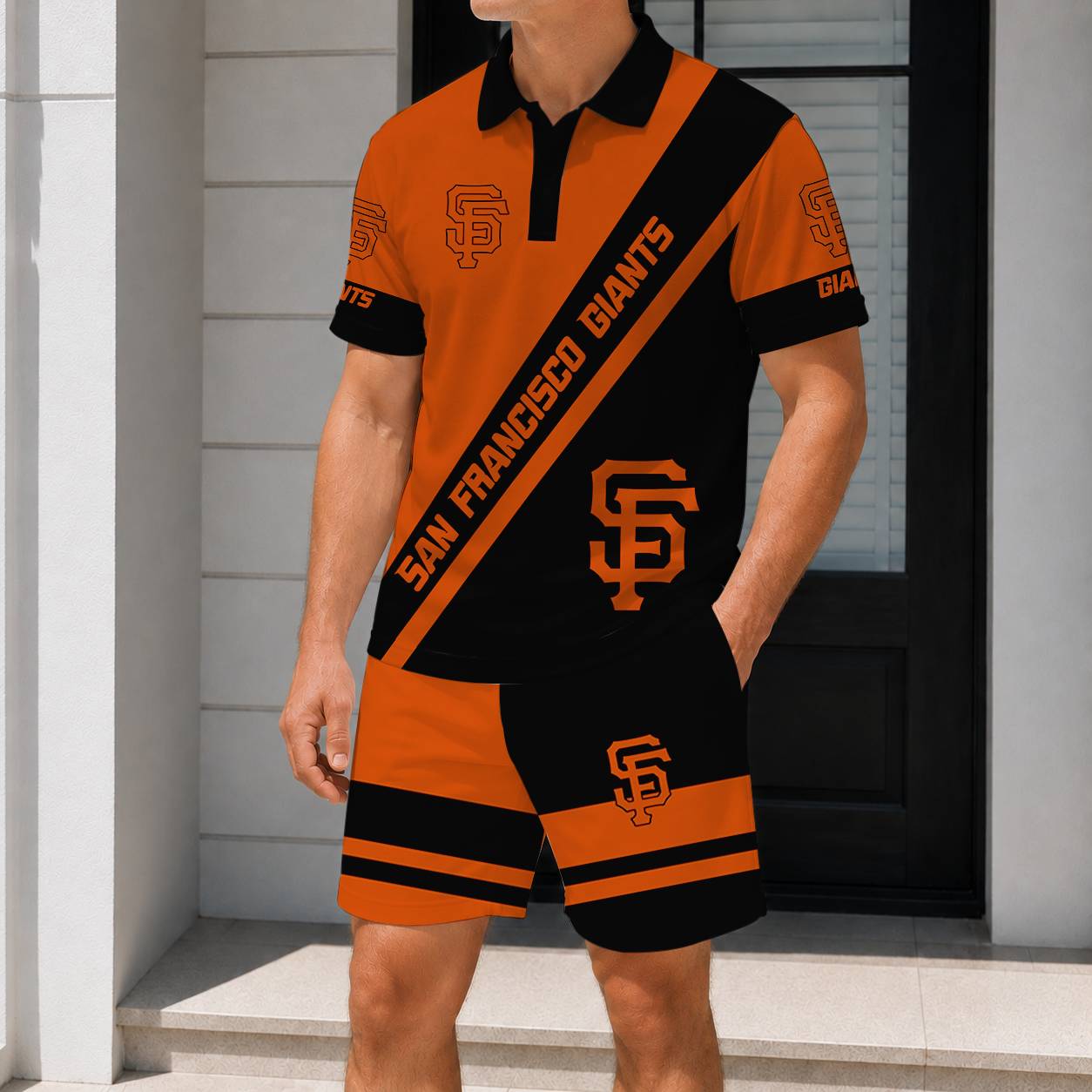 LIMITED EDITION - NEW CUSTOMIZED MLB06 SFG SAN FRANCISCO GIANTS POLO & SHORT PANTS SET