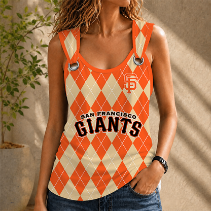 [FLASH SALE] NEW CUSTOMIZED MLB06 SFG SAN FRANCISCO GIANTS O-RING SHOULDER TANK TOP