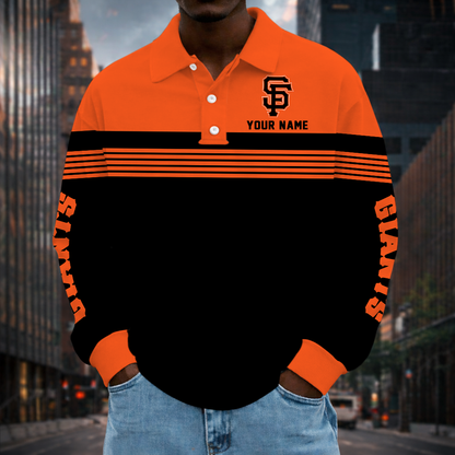 SPECIAL EDITION - NEW CUSTOMIZED MLB06 SFG SAN FRANCISCO GIANTS MEN'S LONG SLEEVE POLO