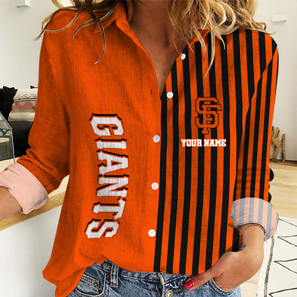 LIMITED EDITION - NEW CUSTOMIZED MLB06 SFG SAN FRANCISCO GIANTS WOMEN CASUAL SHIRT