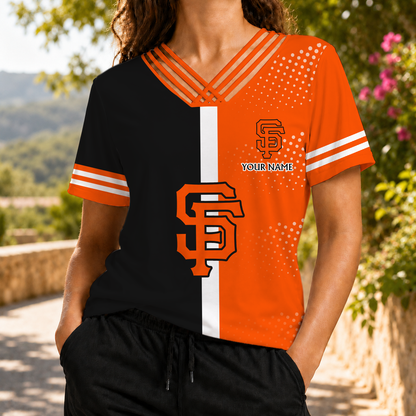 LIMITED EDITION - NEW CUSTOMIZED MLB06 SFG SAN FRANCISCO GIANTS V-NECK SHIRT