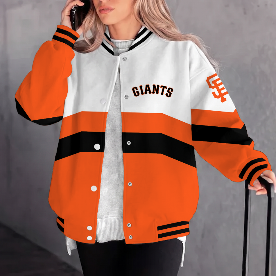 [FLASH SALE] NEW CUSTOMIZED MLB06 SFG SAN FRANCISCO GIANTS SATIN VARSITY & BASEBALL JACKET