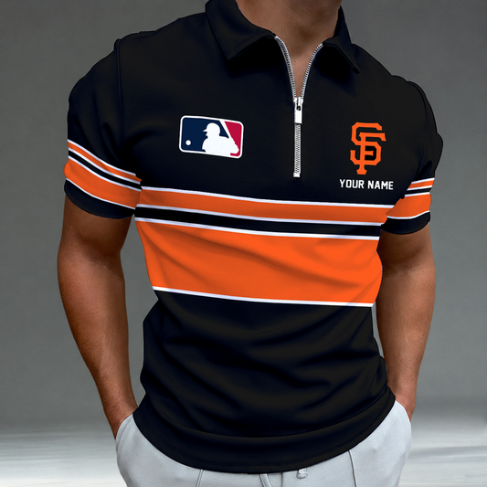 [FLASH SALE] NEW CUSTOMIZED MLB06 SFG SAN FRANCISCO GIANTS ZIP POLO SHIRT