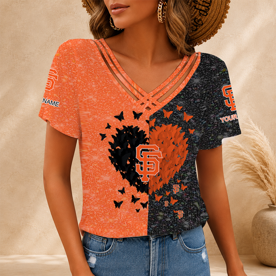 LIMITED EDITION - NEW CUSTOMIZED MLB06 SFG SAN FRANCISCO GIANTS V-NECK SHIRT