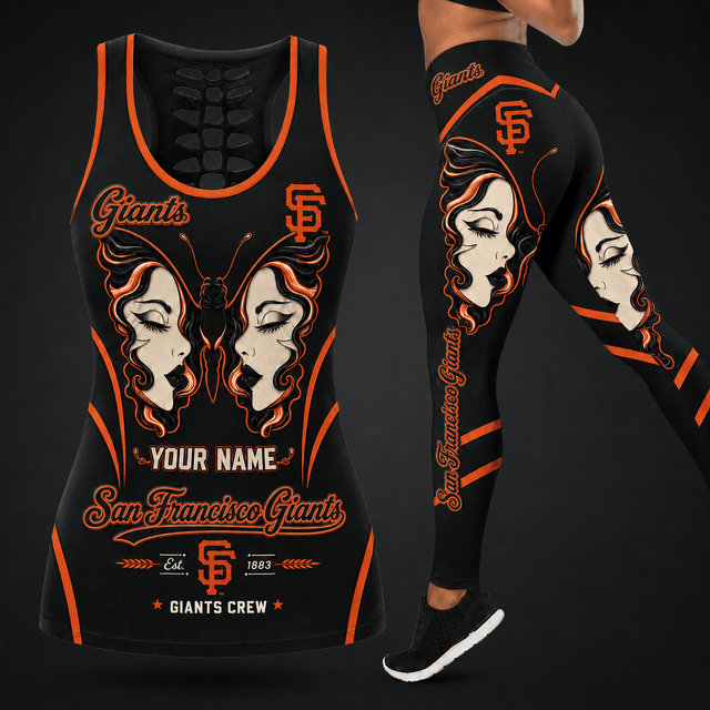 [FLASH SALE] NEW CUSTOMIZED MLB06 SFG SAN FRANCISCO GIANTS HOLLOW TANK TOP & LEGGINGS SET