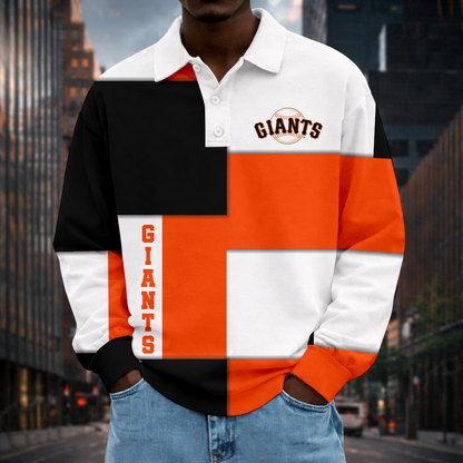 LIMITED EDITION - NEW CUSTOMIZED MLB06 SFG SAN FRANCISCO GIANTS MEN LONG SLEEVE POLO