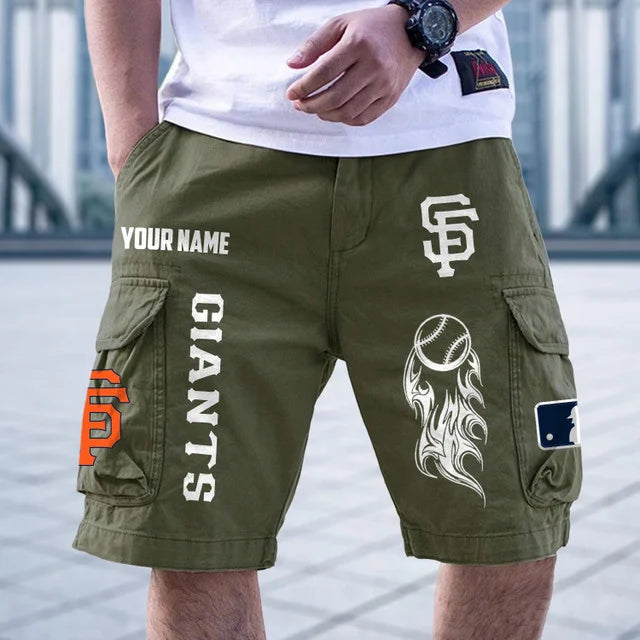 [FLASH SALE] NEW CUSTOMIZED MLB06 SFG SAN FRANCISCO GIANTS MEN'S CARGO SHORTS