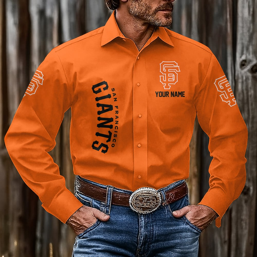 LIMITED EDITION - NEW CUSTOMIZED MLB06 SFG SAN FRANCISCO GIANTS MEN'S LONG SLEEVE BUTTON-UP SHIRT