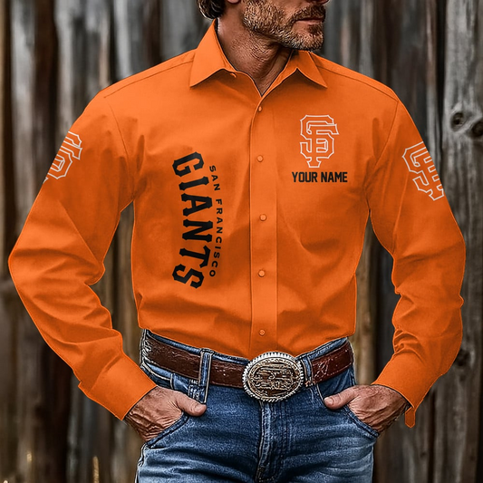 LIMITED EDITION - NEW CUSTOMIZED MLB06 SFG SAN FRANCISCO GIANTS MEN'S LONG SLEEVE BUTTON-UP SHIRT