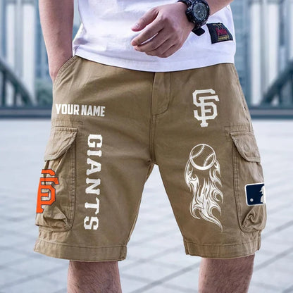 [FLASH SALE] NEW CUSTOMIZED MLB06 SFG SAN FRANCISCO GIANTS MEN'S CARGO SHORTS