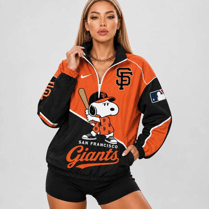 [FLASH SALE] NEW CUSTOMIZED MLB06 SFG SAN FRANCISCO GIANTS V-NECK ZIPPER SWEATSHIRT JACKET