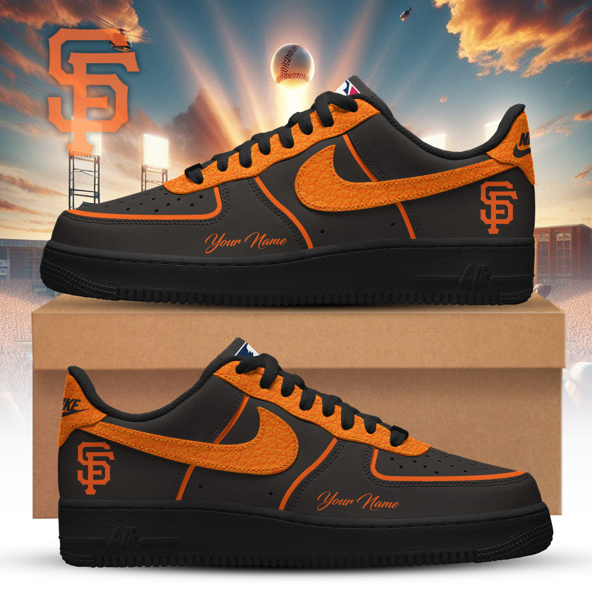 LIMITED EDITION - NEW CUSTOMIZED MLB06 SFG SAN FRANCISCO GIANTS AF1 SNEAKERS