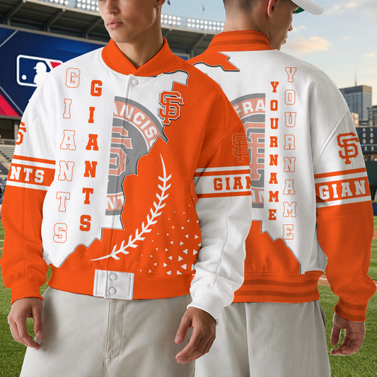 LIMITED EDITION - NEW CUSTOMIZED MLB06 SFG SAN FRANCISCO GIANTS SATIN VARSITY & BASEBALL JACKET
