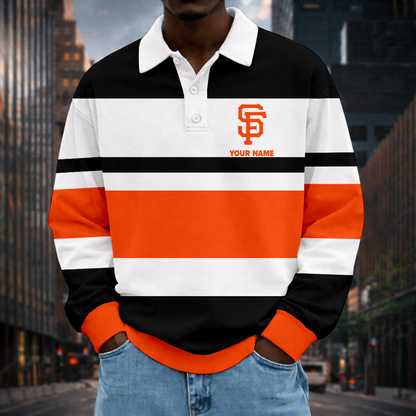 LIMITED EDITION - NEW CUSTOMIZED MLB06 SFG SAN FRANCISCO GIANTS MEN LONG SLEEVE POLO