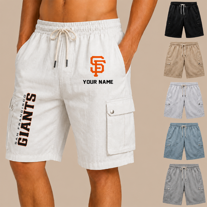 [FLASH SALE] NEW CUSTOMIZED MLB06 SFG SAN FRANCISCO GIANTS MEN'S DRAWSTRING CARGO SHORTS
