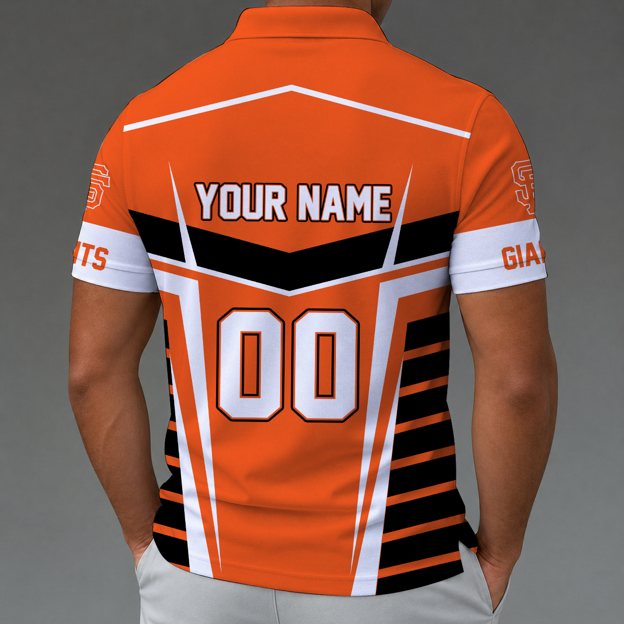 LIMITED EDITION - NEW CUSTOMIZED MLB06 SFG SAN FRANCISCO GIANTS ZIP POLO SHIRT