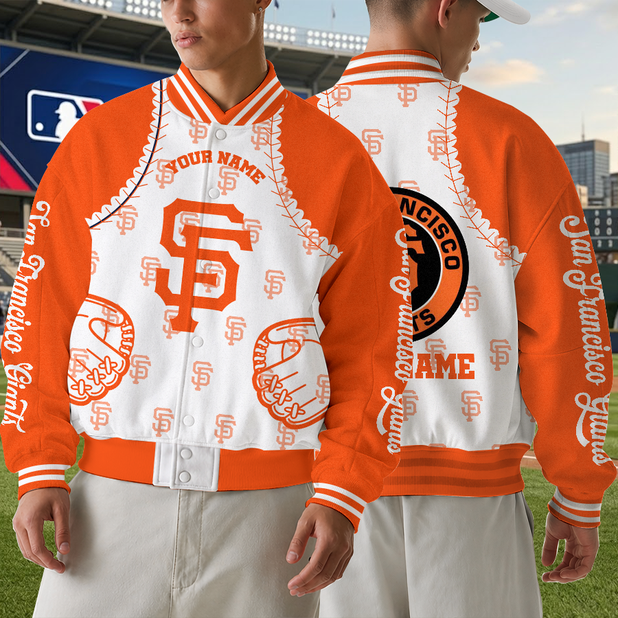 LIMITED EDITION - NEW CUSTOMIZED MLB06 SFG SAN FRANCISCO GIANTS SATIN VARSITY & BASEBALL JACKET
