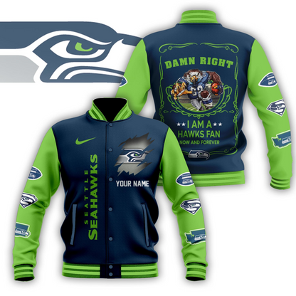 LIMITED EDITION - NEW CUSTOMIZED NFL06 SSH SEATTLE SEAHAWKS BASEBALL JACKET