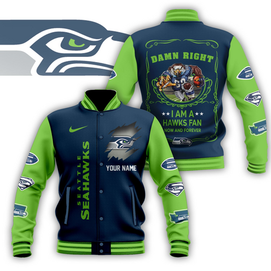 LIMITED EDITION - NEW CUSTOMIZED NFL06 SSH SEATTLE SEAHAWKS BASEBALL JACKET