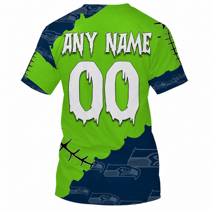 LIMITED EDITION - NEW CUSTOMIZED NFL06 SSH SEATTLE SEAHAWKS HALLOWEEN SKULL APPAREL FOR FANS