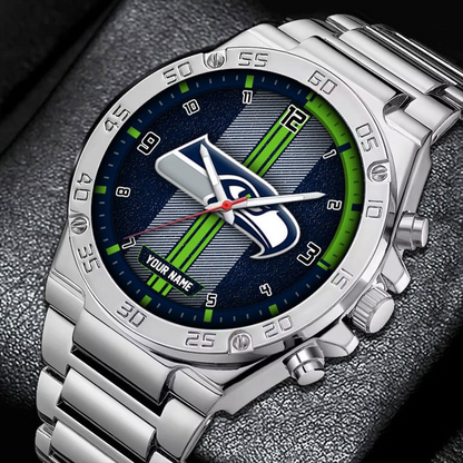 LIMITED EDITION - NEW CUSTOMIZED NFL06 SSH SEATTLE SEAHAWKS LUXURY STAINLESS STEEL WATCH