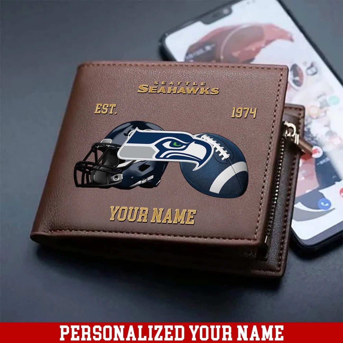 LIMITED EDITION - NEW CUSTOMIZED NFL06 SSH SEATTLE SEAHAWKS LEATHER WALLET