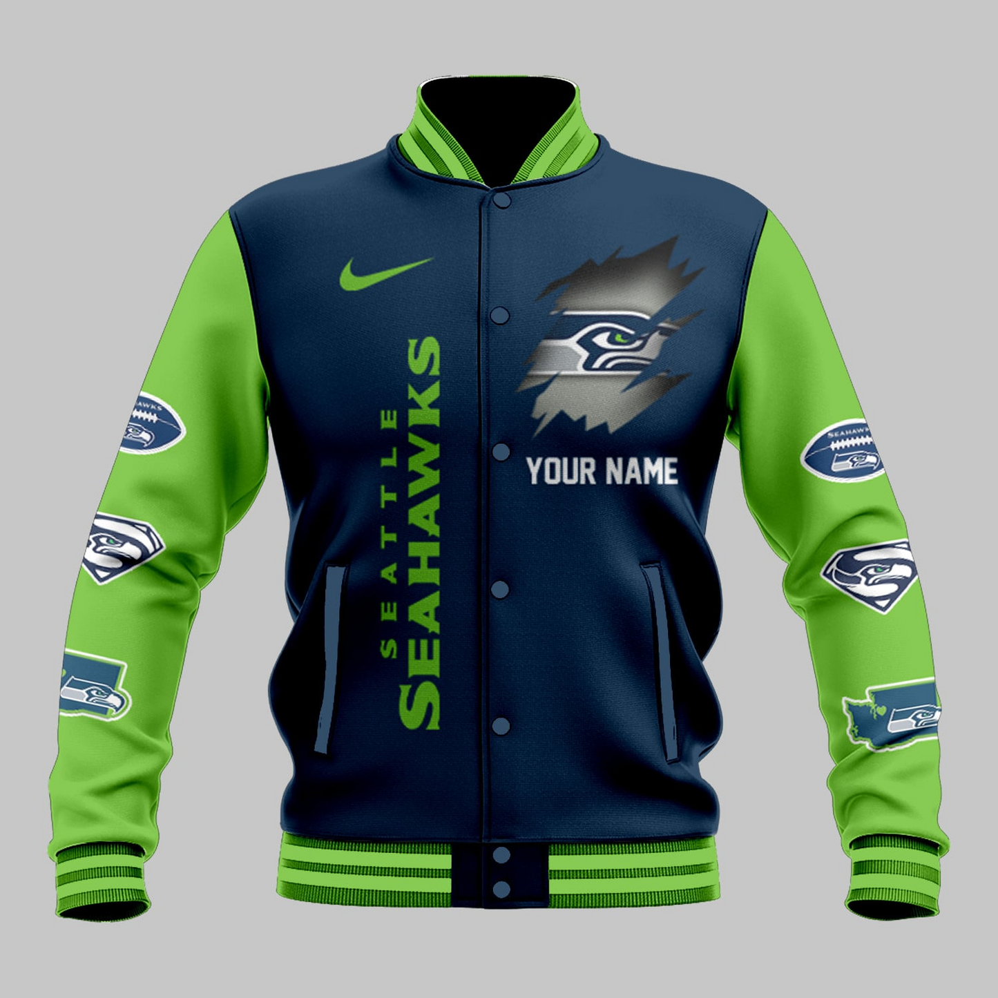 LIMITED EDITION - NEW CUSTOMIZED NFL06 SSH SEATTLE SEAHAWKS BASEBALL JACKET