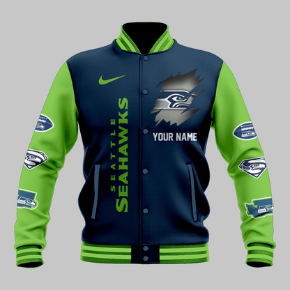 LIMITED EDITION - NEW CUSTOMIZED NFL06 SSH SEATTLE SEAHAWKS BASEBALL JACKET