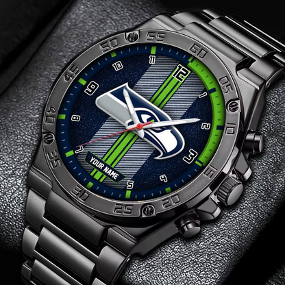 LIMITED EDITION - NEW CUSTOMIZED NFL06 SSH SEATTLE SEAHAWKS LUXURY STAINLESS STEEL WATCH