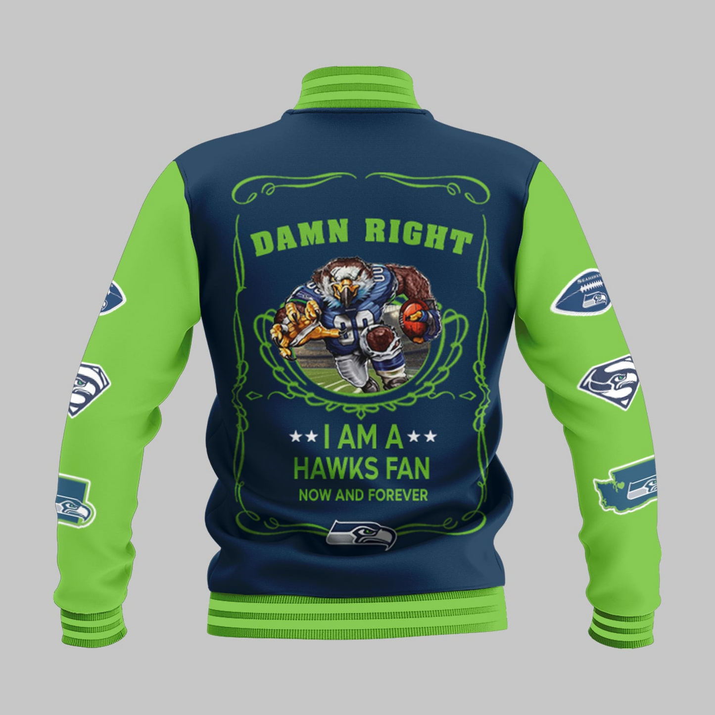 LIMITED EDITION - NEW CUSTOMIZED NFL06 SSH SEATTLE SEAHAWKS BASEBALL JACKET