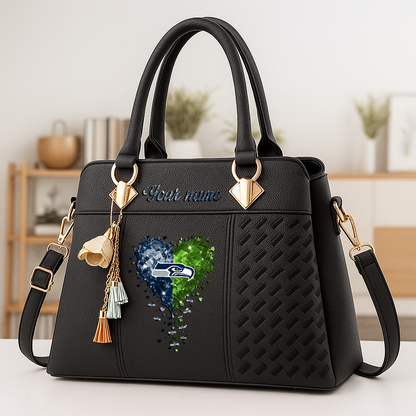 LIMITED EDITION - NEW CUSTOMIZED NFL06 SSH SEATTLE SEAHAWKS ZIP HANDBAG MULTICOLOR