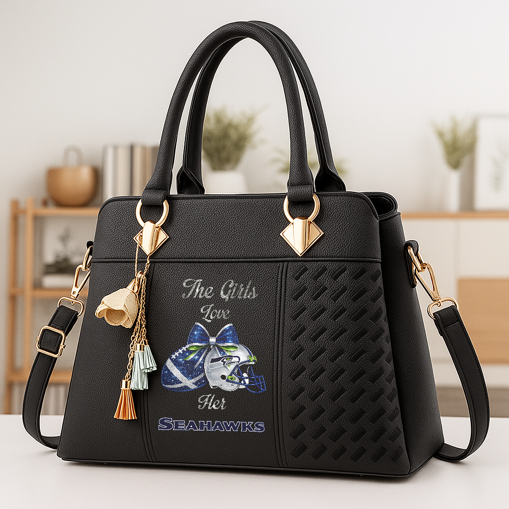 LIMITED EDITION - NEW CUSTOMIZED NFL06 SSH SEATLLE SEAHAWKS WOMEN'S ZIP HANDBAG MULTICOLOR