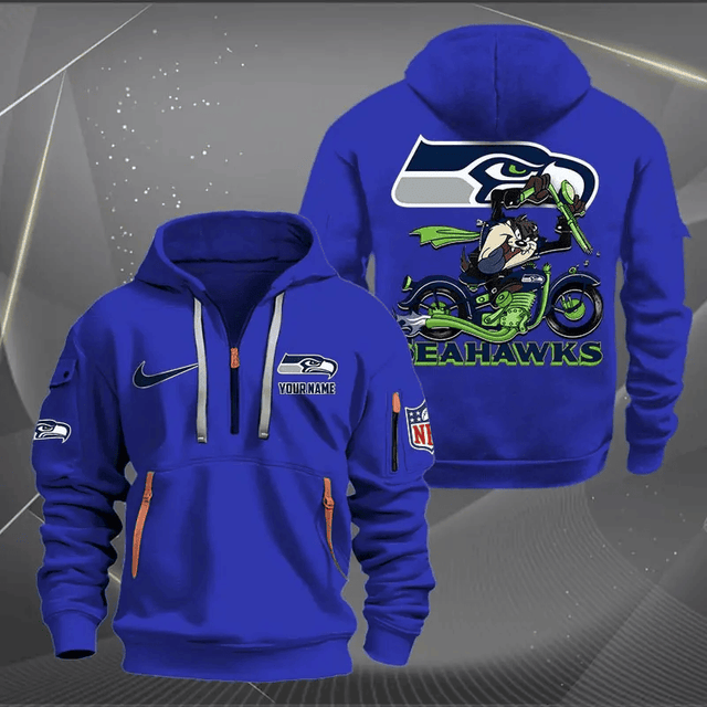 [SPECIAL OFFER] NEW CUSTOMIZED NFL06 SSH SEATTLE SEAHAWKS MUTICOLOR QUARTER ZIP HOODIE