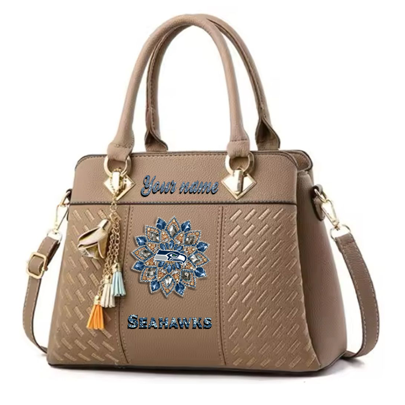 LIMITED EDITION - NEW CUSTOMIZED NFL06 SSH SEATLLE SEAHAWKS WOMEN'S ZIP HANDBAG MULTICOLOR